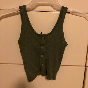 green button up tank top